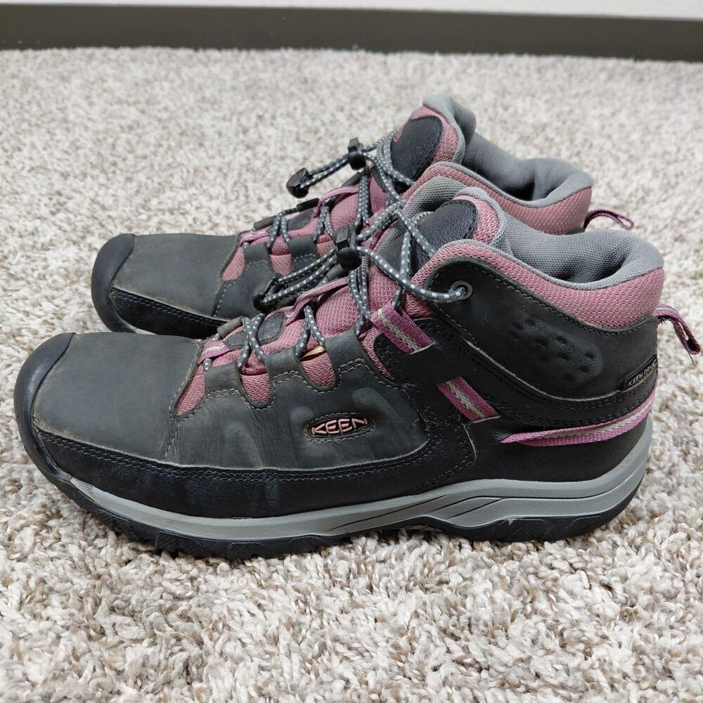 Keen Targhee Waterproof Hiking Mid Boots Youth Kids Size 7 Black Purple Outdoor
